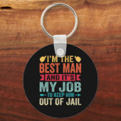 Retro Getuige Trouw Bruidegom Grappig Bruids Bache Sleutelhanger (Voorkant)