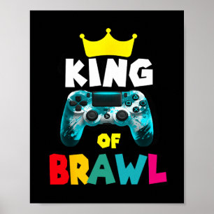 Retro Gevecht Koning Gamer Gaming Brawler Gevecht Poster