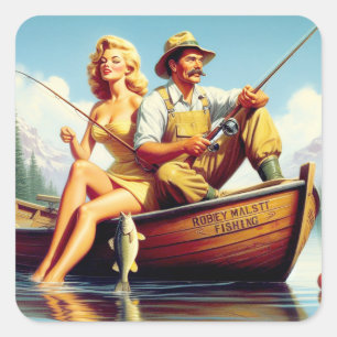 Retro Geviste illustratie Vierkante Sticker