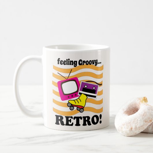 Retro gevoel groovy retro koffiemok (Met donut)