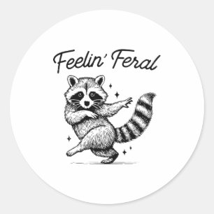 Retro Gevoel Wilde Wasbeer Meme Grappige Afval Pan Ronde Sticker
