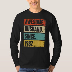 Retro Geweldige man sinds 1987 35 Wedding Aniver T-shirt