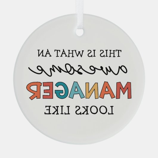 Retro Geweldige Manager Grappig Glas Ornament (Achterkant)