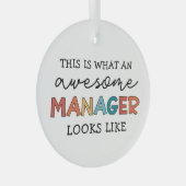 Retro Geweldige Manager Grappig Glas Ornament (Voorkant Rechts)