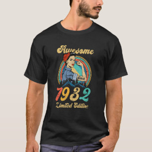 Retro Geweldige sinds 1932 90 jaar oud meisje 90th T-shirt