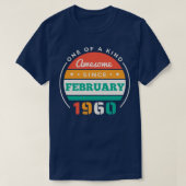 Retro Geweldige sinds februari 1960 Verjaardag Vin T-shirt (Design voorkant)