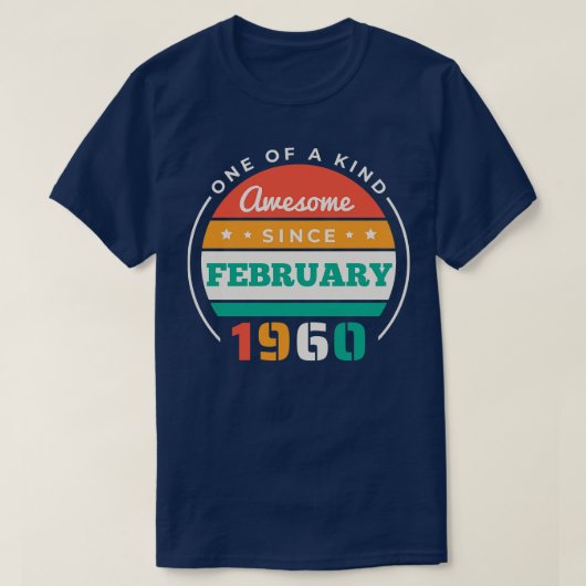 Retro Geweldige sinds februari 1960 Verjaardag Vin T-shirt (Design voorkant)
