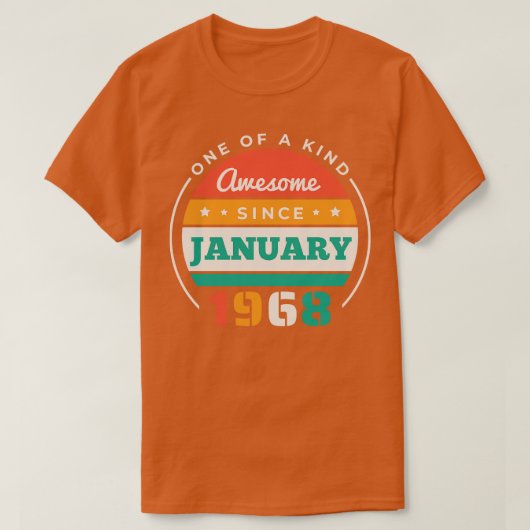 Retro Geweldige sinds januari 1968 Verjaardag Vint T-shirt (Design voorkant)