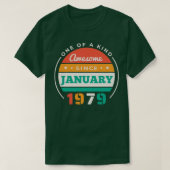 Retro Geweldige sinds januari 1979 Verjaardag Vint T-shirt (Design voorkant)