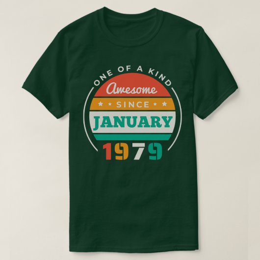 Retro Geweldige sinds januari 1979 Verjaardag Vint T-shirt (Design voorkant)