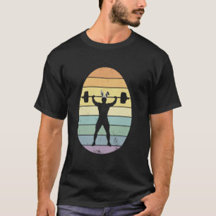 Retro Gewichtheffen Paasei Eerste Paasdag Gym Vrou T-shirt