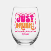 Retro gewoon dronken vrijgezellenfeest wijnglas zonder voet (Voorkant)