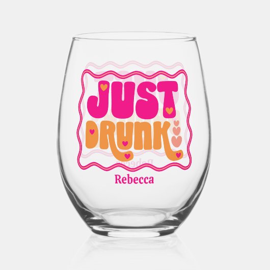 Retro gewoon dronken vrijgezellenfeest wijnglas zonder voet (Achterkant)