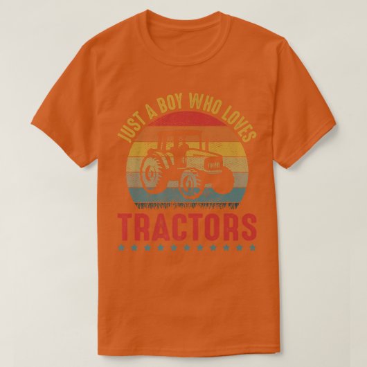 Retro gewoon een jongen die van tractoren houdt... t-shirt (Design voorkant)