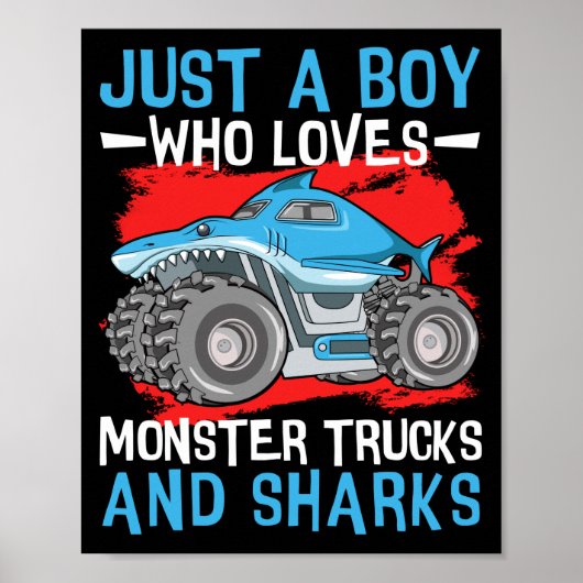 Retro  gewoon een jongen wiens liefde Monster Truc Poster (Voorkant)