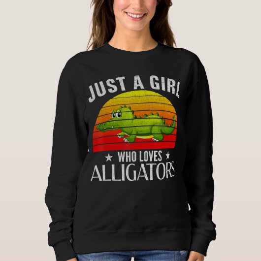Retro gewoon een meisje dat van Alligators houdt Trui (Voorkant)