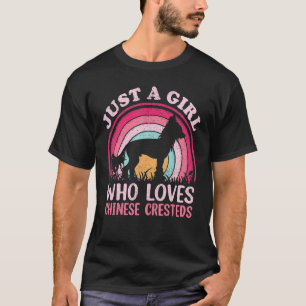 Retro, gewoon een meisje dat van Chinese Creste h T-shirt