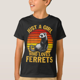 Retro Gewoon Een Meisje Dat Van Fretjes Houdt Fret T-shirt