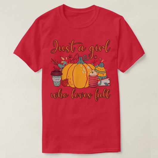 Retro Gewoon een meisje dat van Herfst Pumpkin Spi T-shirt (Design voorkant)