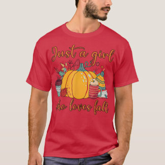 Retro Gewoon een meisje dat van Herfst Pumpkin Spi T-shirt