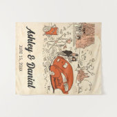  Retro gewoon getrouwd koppel klassieke bruiloft Wandkleed (Voorkant (horizontaal))