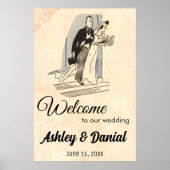  Retro gewoon huwelijkspaar welkomsthuwelijk Poster (Voorkant)