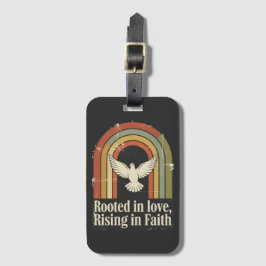 Retro geworteld en stijgend geloofsontwerp bagagelabel