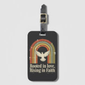Retro geworteld en stijgend geloofsontwerp bagagelabel (Voorkant (verticaal))