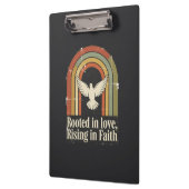 Retro geworteld en stijgend geloofsontwerp klembord (Links)