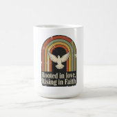 Retro geworteld en stijgend geloofsontwerp koffiemok (Center)