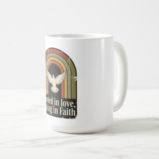 Retro geworteld en stijgend geloofsontwerp koffiemok (Voorkant rechts)