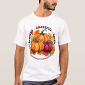 Retro "Gezegend, dankbaar" Herfst Thanksgiving Fam T-shirt (Voorkant)