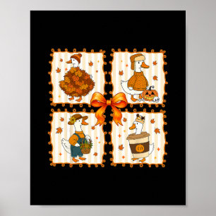 Retro gezellige gans pompoen herfst najaar thanksg poster