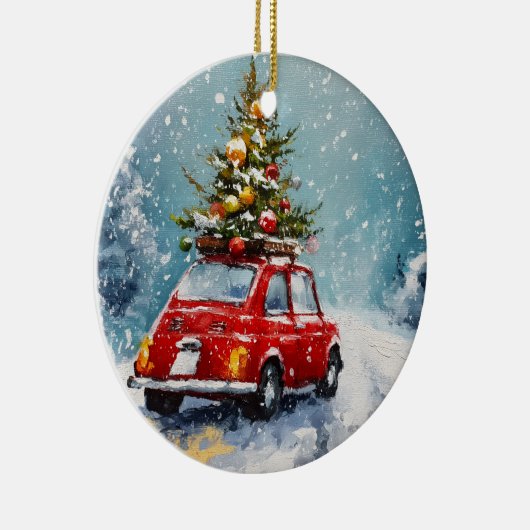  retro gezellige kerst keramisch ornament (Rechts)