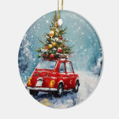  retro gezellige kerst keramisch ornament (Links)