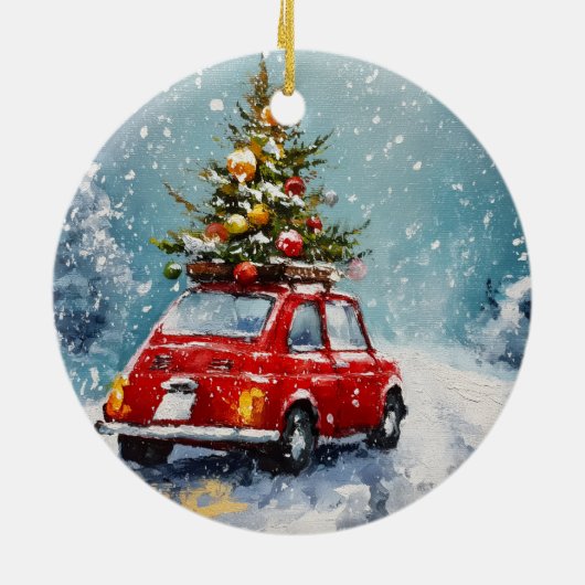  retro gezellige kerst keramisch ornament (Achterkant)