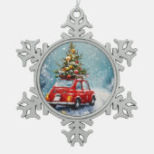  retro gezellige kerst tin sneeuwvlok ornament (Voorkant)