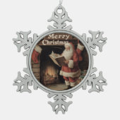  retro gezellige kerst tin sneeuwvlok ornament (Voorkant)