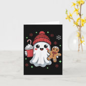 Retro Ghost Beanie Christmas Holiday Xmas Coffee G Kaart (Gele Bloem)