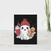 Retro Ghost Beanie Christmas Holiday Xmas Coffee G Kaart (Voorkant)