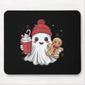 Retro Ghost Beanie Christmas Holiday Xmas Coffee G Muismat (Voorkant)