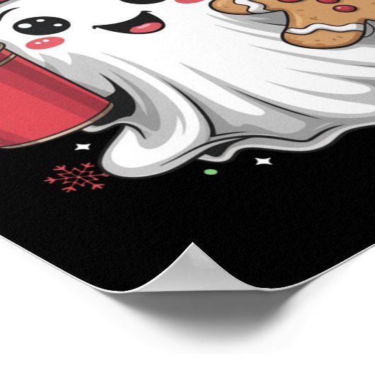 Retro Ghost Beanie Christmas Holiday Xmas Coffee G Poster (Hoek)