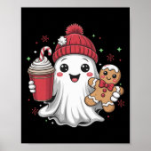 Retro Ghost Beanie Christmas Holiday Xmas Coffee G Poster (Voorkant)