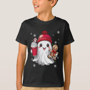Retro Ghost Beanie Kerstvakantie Xmas Koffie G T-shirt