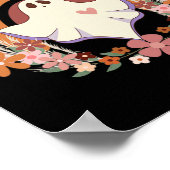 Retro Ghost Bloemen Boho Halloween Schattige Fal Poster (Hoek)
