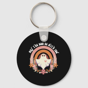 Retro Ghost  Bloemen Boho Halloween Schattige Fal Sleutelhanger