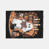 Retro Ghost boeken lezen Fleece Deken (Voorkant (Horizontaal))