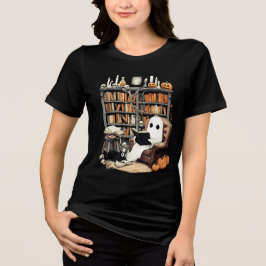 Retro Ghost boeken lezen Halloween T-shirt