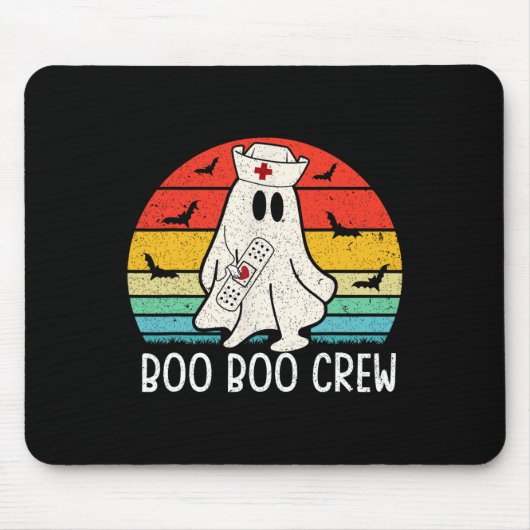 Retro Ghost Boo Boo Crew Vrouwen Verpleegkundigen  Muismat (Voorkant)