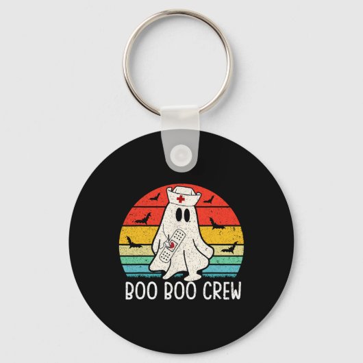 Retro Ghost Boo Boo Crew Vrouwen Verpleegkundigen Sleutelhanger (Voorkant)